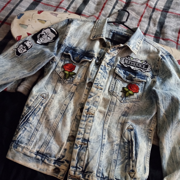 WIP NFS Acid washed classic horror lovers ooak custom upcycled patch jacket! - Picture 8 of 9